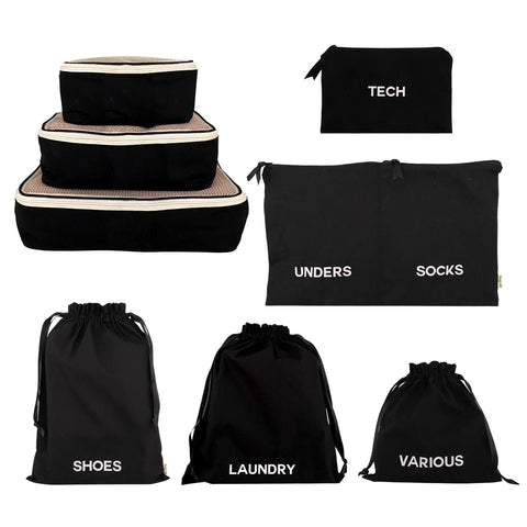 CUSTOM Travel Set, Packing Cubes & Bags – 8 pcs