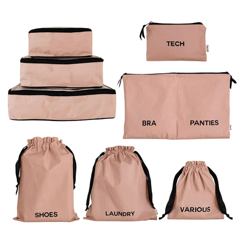 CUSTOM Travel Set, Packing Cubes & Bags – 8 pcs