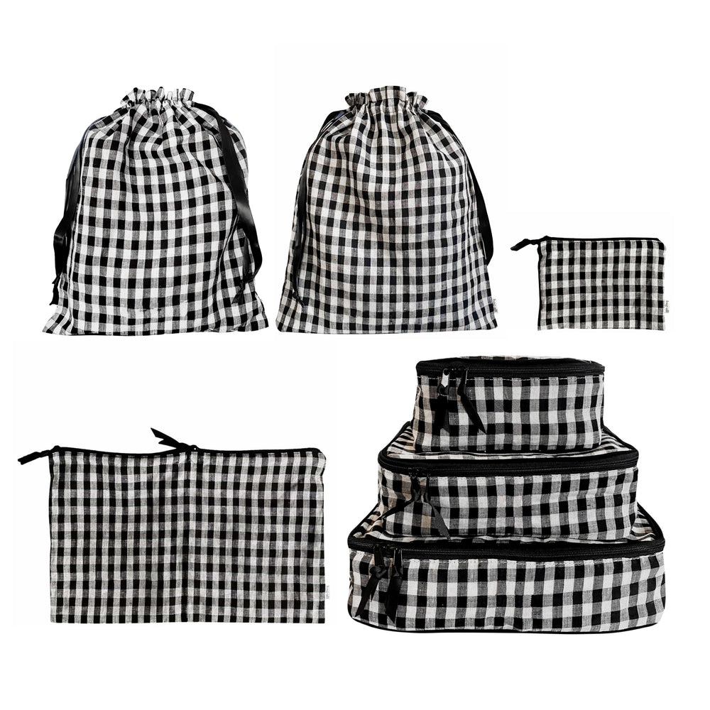 BA Packing Organizers and Travel Set in Gingham Linen, 7-pack