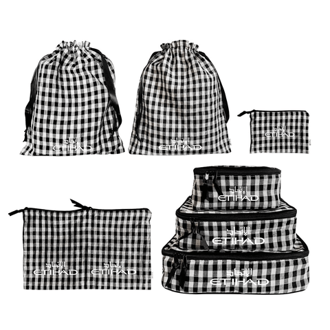 CUSTOM Travel Set, Packing Cubes & Bags – 7 pcs Checkered