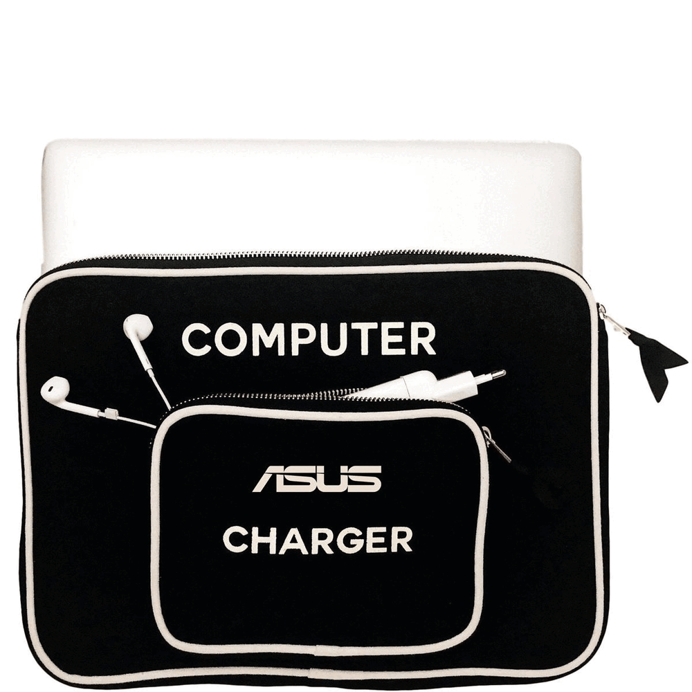 CUSTOM Laptop Sleeve Case with Charger Pocket Large, Black