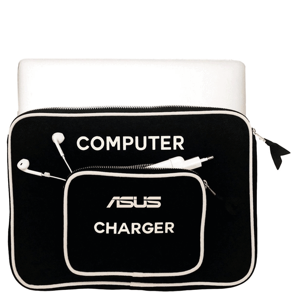 CUSTOM Laptop Sleeve Case with Charger Pocket Large Black